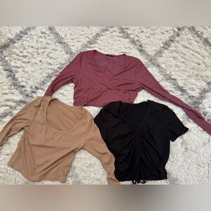 SHEIN CROP TOP  Women  Set - Black, Tan, and Maroon